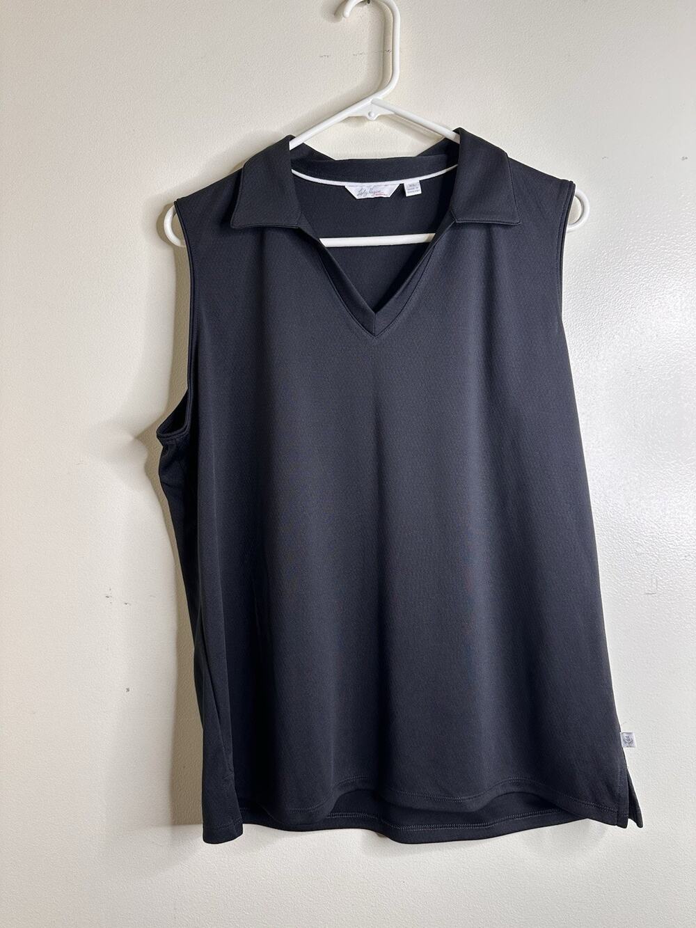 Lady Hagen Size Large Black Sleeveless Polo Golf Pickleball Tennis Lightweight